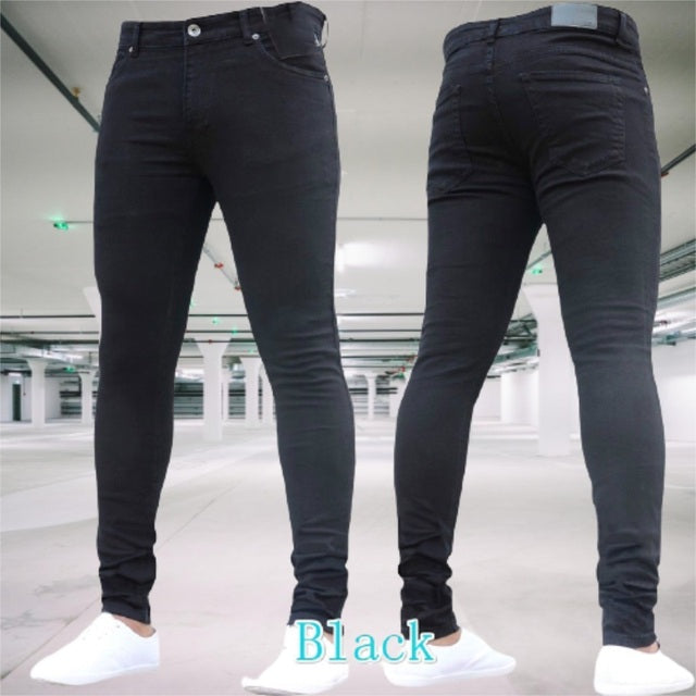 Men's Pants Retro Washing Zipper Stretch Jeans