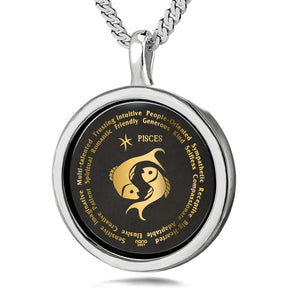 Pisces Necklaces for Lovers of the Zodiac 24k Gold Inscribed