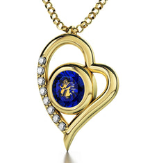 Gold Plated Silver Virgo Necklace Zodiac Heart Pendant 24k Gold inscribed on Crystal