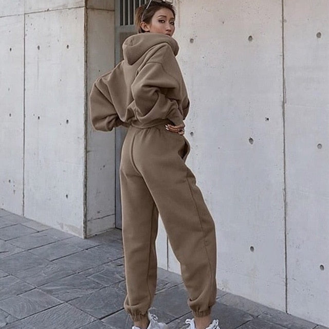 Women Warm Hoodie and Pants Set