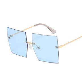 Oversized Rimless Square Sunglasses