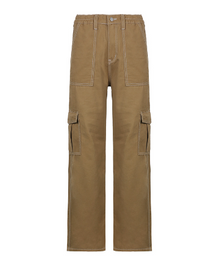 Cargo Solid Baggy Pants