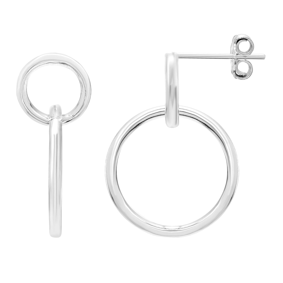 Sterling Silver Double Circle Hoop Earrings