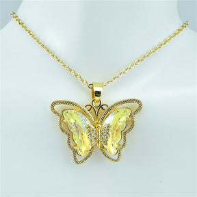 Crystal Glass Butterfly Necklace