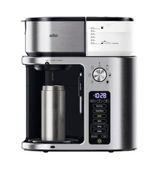 Braun MultiServe Plus 10- Cup Pod Free Drip Coffee Maker, 7 Brew Sizes/Hot & Cold Brew & Hot Water for Tea, KF9370SI