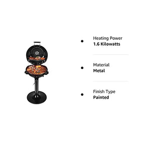 Electric BBQ Grill Techwood 15-Serving Indoor/Outdoor Electric Grill for Indoor & Outdoor Use, Double Layer Design, Portable Removable Stand Grill, 1600W (Stand Black BBQ Grills)