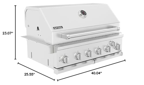 Spire Premium Grill Built-in Head, 6-Burner with Rear Burner Propane Grill, Convertible to Natural Gas, 36 inches Built-In Island Grill Head, Stainless Steel, BBQ Grill Island