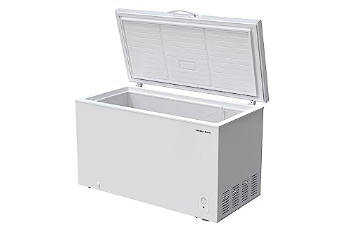 14 cu ft Chest Freezer - White, Large Storage for Families, Space-Saving Flat Back, Front Drain, Garage Ready - By Hamilton Beach