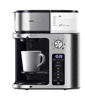 Braun MultiServe Plus 10- Cup Pod Free Drip Coffee Maker, 7 Brew Sizes/Hot & Cold Brew & Hot Water for Tea, KF9370SI