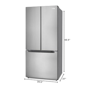 KoolMore KM-RERFDSS-18C 30-Inch and 18.5 cu. ft. Counter Depth French Refrigerator with Three Doors and Deep Freezer in Stainless-Steel, Silver