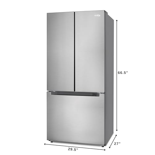 KoolMore KM-RERFDSS-18C 30-Inch and 18.5 cu. ft. Counter Depth French Refrigerator with Three Doors and Deep Freezer in Stainless-Steel, Silver