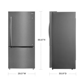 Midea MRB19B5AST 18.7 Cu.Ft Bottom Mount Frost-Free Refrigerator, Stainless Steel