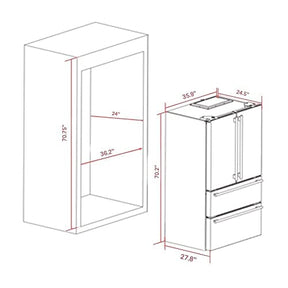 Forno 36" Inch W. Freestanding Side-by-Side Refrigerator and Freezer with 20 Cubic Ft. Total Capacity - Stainless Steel French Door Built-In Ice Maker Fridge with Child Safety Lock