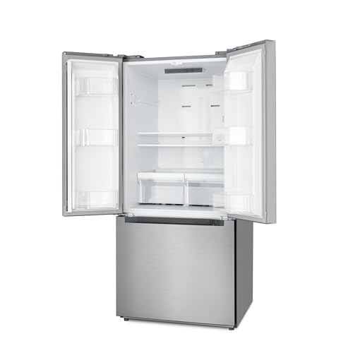 KoolMore KM-RERFDSS-18C 30-Inch and 18.5 cu. ft. Counter Depth French Refrigerator with Three Doors and Deep Freezer in Stainless-Steel, Silver