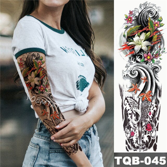 Geisha and Indian Full Arm Tattoo