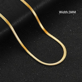 Flat Gold Color Stainless Steel Necklace