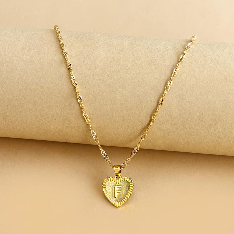 Initial Letter Heart Pendant Necklace