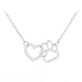 Pet Paw Love Heart Necklace