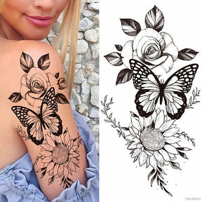 Flowers and Animals Body Tattoos