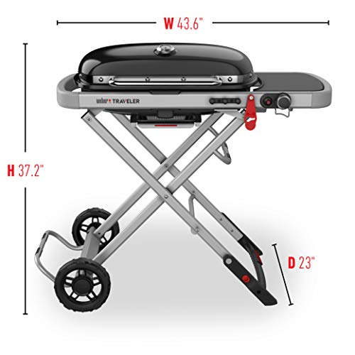 Weber Traveler Portable Gas Grill, Black