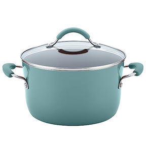 Rachael Ray Cucina Nonstick Cookware Pots and Pans Set, 12 Piece, Agave Blue