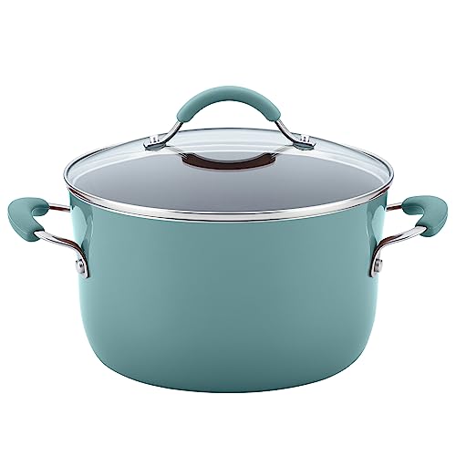 Rachael Ray Cucina Nonstick Cookware Pots and Pans Set, 12 Piece, Agave Blue