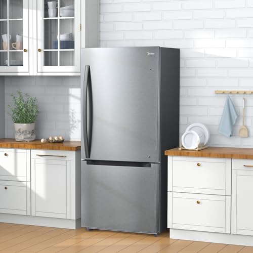 Midea MRB19B5AST 18.7 Cu.Ft Bottom Mount Frost-Free Refrigerator, Stainless Steel