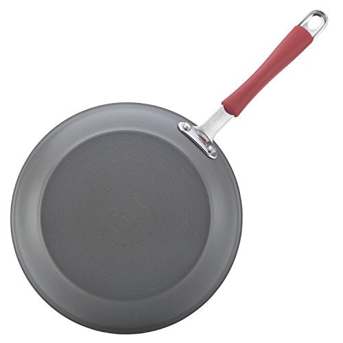 Rachael Ray - 87630 Rachael Ray Cucina Hard Anodized Nonstick Cookware Pots and Pans Set, 12 Piece, Gray with Red Handles