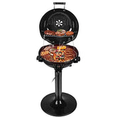 Electric BBQ Grill Techwood 15-Serving Indoor/Outdoor Electric Grill for Indoor & Outdoor Use, Double Layer Design, Portable Removable Stand Grill, 1600W (Stand Black BBQ Grills)