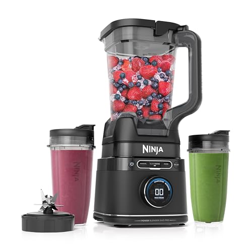 Ninja TB301 Detect Duo Power Blender Pro + Single Serve, BlendSense Technology, Blender For Smoothies, Shakes & More, 1800 Peak Watts, 72 oz. Pitcher, (2) 24 oz. To-Go Cups, Black