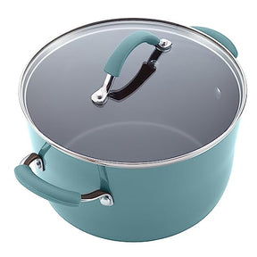 Rachael Ray Cucina Nonstick Cookware Pots and Pans Set, 12 Piece, Agave Blue