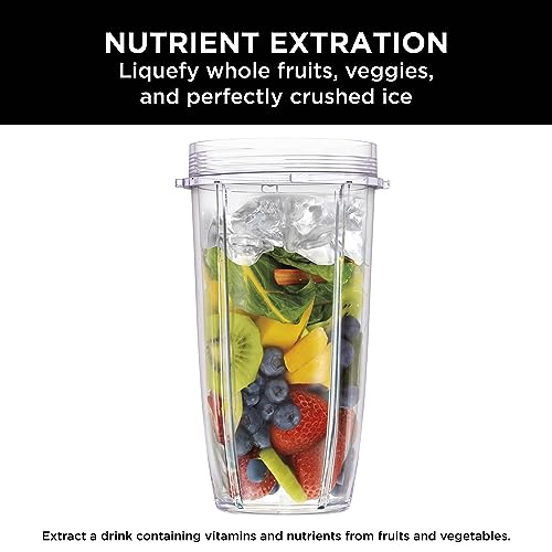 Ninja BN401 Nutri Pro Compact Personal Blender, Auto-iQ Technology, 1100-Peak-Watts, for Frozen Drinks, Smoothies, Sauces & More, with (2) 24-oz. To-Go Cups & Spout Lids, Cloud Silver