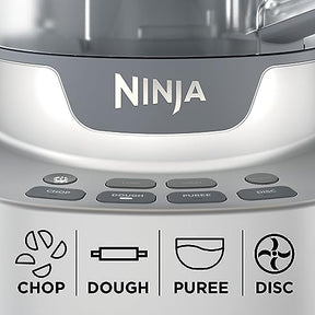 Ninja NF701 Professional XL Food Processor, 1200 Peak-Watts, 4-in-1, Chopping, Slicing/Shredding, Purees, Dough, 12-Cup Processor Bowl, 2 Blades & 2 Discs, Feed Chute/Pusher,Silver