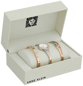 Anne Klein Women's Premium Crystal Accented Bangle Watch Set, AK/2245