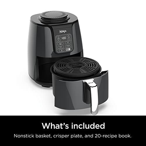 Ninja AF101 Air Fryer that Crisps, Roasts, Reheats, & Dehydrates, for Quick, Easy Meals, 4 Quart Capacity, & High Gloss Finish, Grey