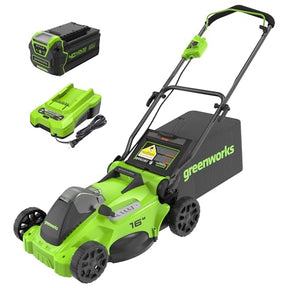 Greenworks 40V 16" Brushless Cordless (Push) Lawn Mower (75+ Compatible Tools), 4.0Ah Battery and Charger Included