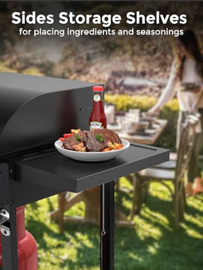 Cowsar 2 burner BBQ Propane Gas Grill, stainless steel 20000 BTU, equipped with 2 sides storage shelves and 2 wheels for easy mobility, Ideal for outdoor kitchens and backyard patio barbecues