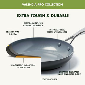 GreenPan Valencia Pro Hard Anodized Healthy Ceramic Nonstick 11 Piece Cookware Pots and Pans Set, PFAS-Free, Induction, Dishwasher Safe, Oven Safe, Gray