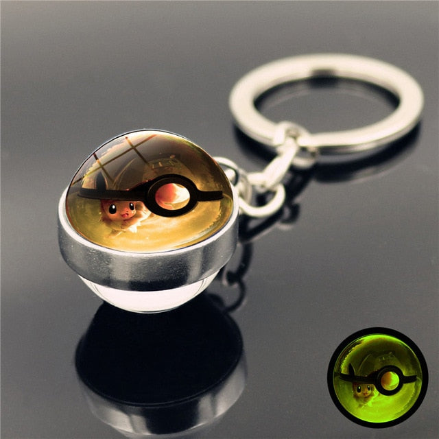 Glass Ball Pendant Cartoon Keychain