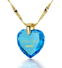 Gold Plated Silver Infinity I Love You Necklace Heart Pendant 24k Gold Inscribed Cubic Zirconia