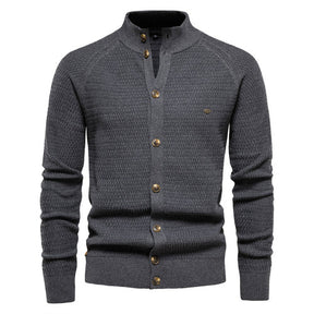 Button Mock Neck Men's Cardigan