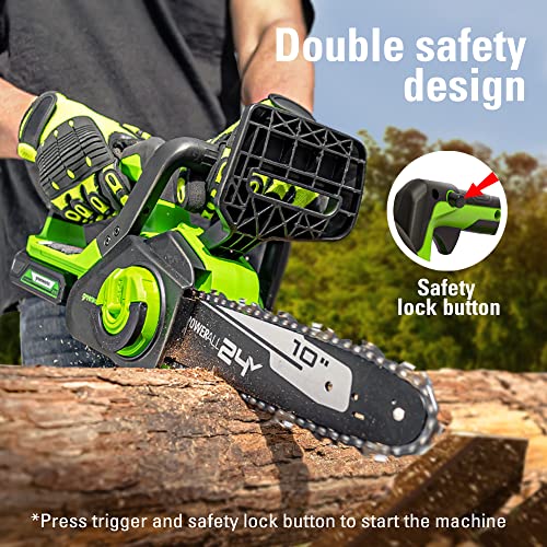 Greenworks 24V 10" Cordless Compact Chainsaw (Great For Storm Clean-Up, Pruning, and Firewood / 125+ Compatible Tools), 2.0Ah Battery and Charger Included