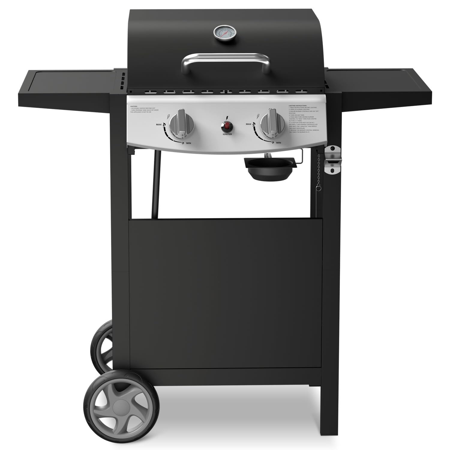 Havato 21000 BTU Propane Gas Grill with 2-Burner,325 sq.in. Outdoor BBQ Grill for Barbecue Cooking with Top Cover Lid,Wheels,Side Storage Shelves,Barbeque Stove for Patio Garden Camping,Black