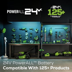 Greenworks 24V 10" Cordless Compact Chainsaw (Great For Storm Clean-Up, Pruning, and Firewood / 125+ Compatible Tools), 2.0Ah Battery and Charger Included