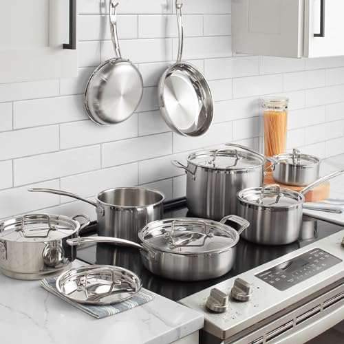 Cuisinart 12 Piece Cookware Set, MultiClad Pro Triple Ply, Silver, MCP-12N