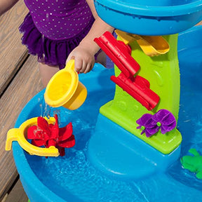 Step2 Rain Showers Splash Pond Toddler Water Table, Outdoor Kids Water Sensory Table, Ages 1.5+ Years Old, 13 Piece Water Toy Accessories, Blue & Green