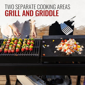 Royal Gourmet GD403 4-Burner Portable Flat Top Gas Grill and Griddle Combo with Folding Legs, 48,000 BTU, for Outdoor Cooking While Camping or Tailgating, Black & Silver