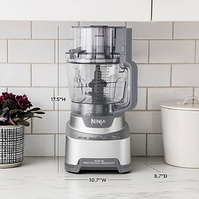 Ninja NF701 Professional XL Food Processor, 1200 Peak-Watts, 4-in-1, Chopping, Slicing/Shredding, Purees, Dough, 12-Cup Processor Bowl, 2 Blades & 2 Discs, Feed Chute/Pusher,Silver