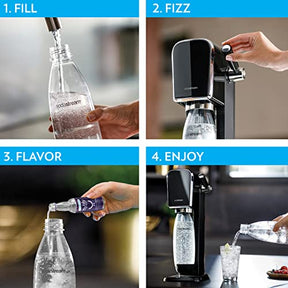 SodaStream Art Sparkling Water Maker Bundle (Misty Blue), with CO2, DWS Bottles, and Bubly Drops Flavors