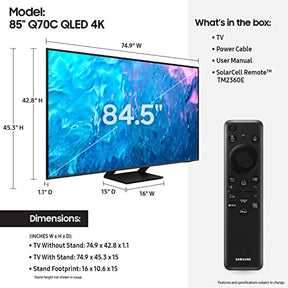 SAMSUNG 85-Inch Class QLED 4K Q70C Series Quantum HDR, Dual LED, Object Tracking Sound Lite, Q-Symphony, Motion Xcelerator Turbo+, Gaming Hub, Smart TV with Alexa Built-in (QN85Q70C, 2023 Model),Black